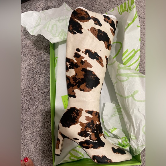 Sam Edelman Sylvia Black and Brown Patterned Heeled Boots - Picture 4 of 11